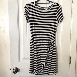 Green and white stripe t shirt dress